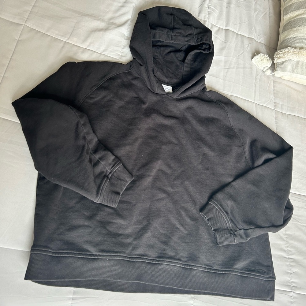Outdoor Voices Cotton Terry Cropped Hoodie Sz XL Black EUC